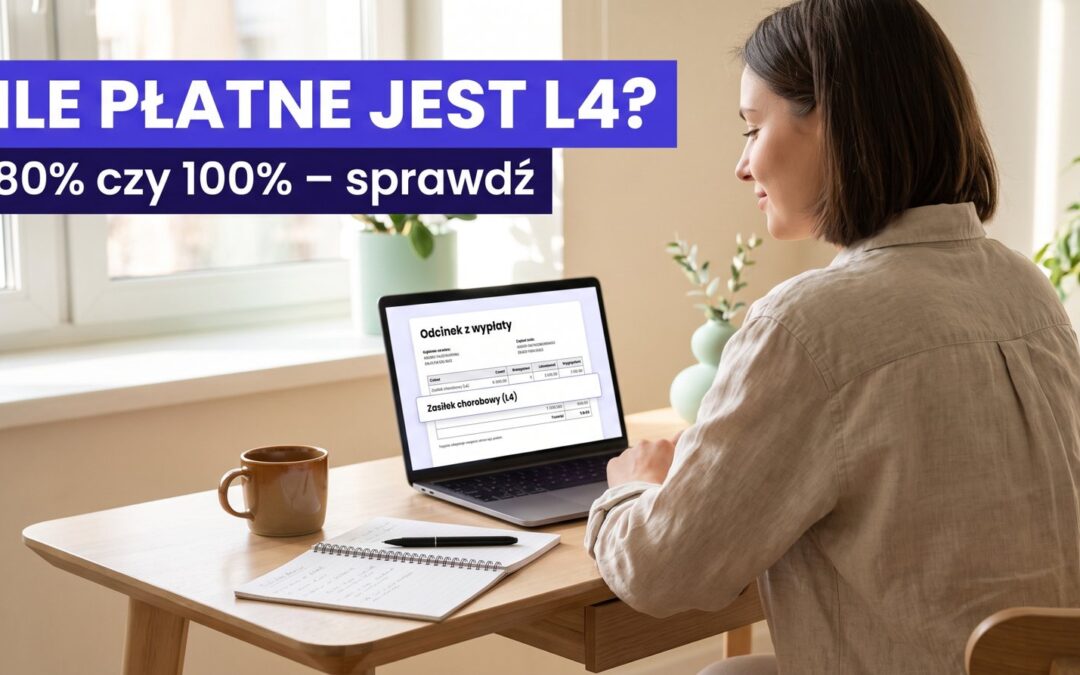 Osoba przy biurku sprawdza wysokość zasiłku chorobowego — ile płatne jest L4