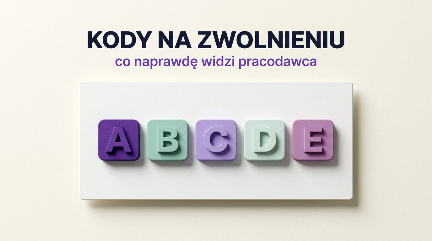 Grafika z kodami literowymi A, B, C, D, E na zwolnieniu lekarskim